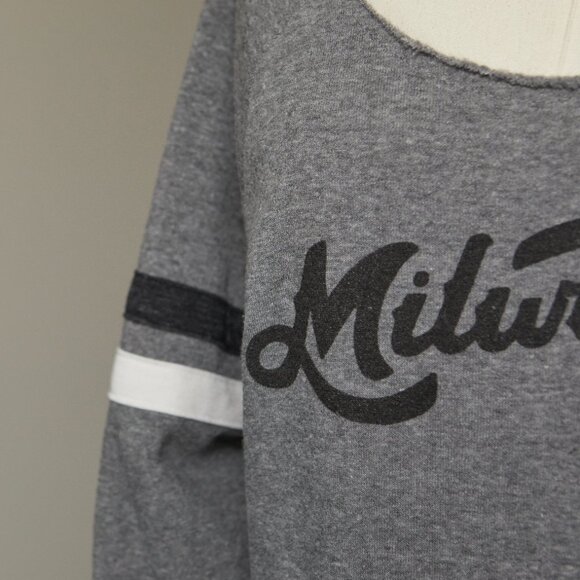 RARE Milwaukee Varsity Stripe Off Shoulder Sweatshirt | NWOT - Picture 3 of 4